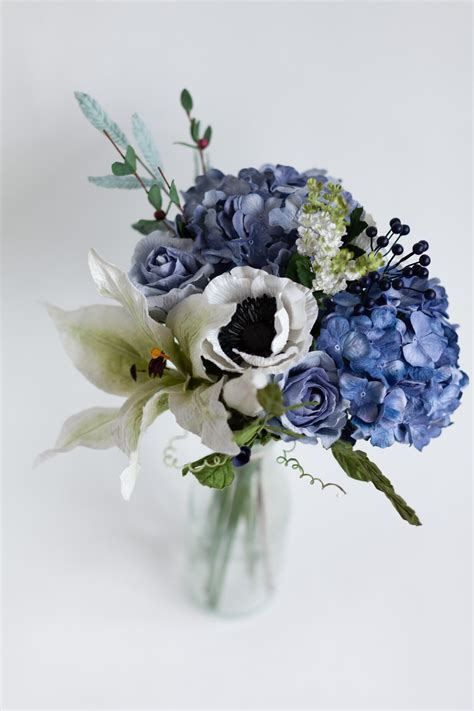 Posy & Pot — Paper Flower Blue & White Bouquet