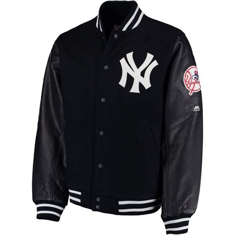 New York Yankees Majestic On-Field Varsity Jacket - Navy | Varsity ...