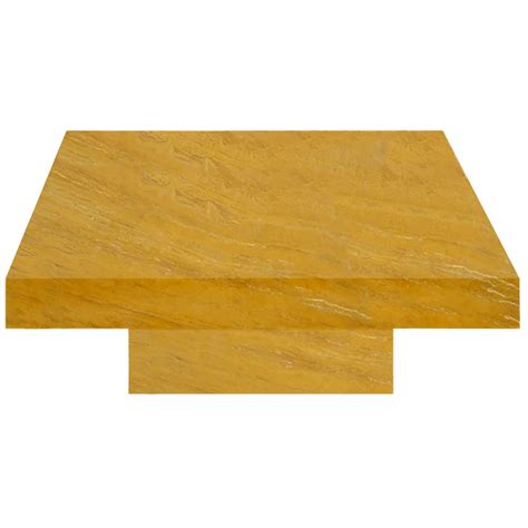Yellow Square Solid Travertine Coffee Table