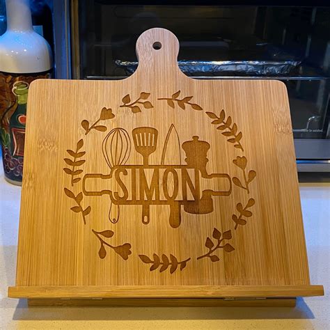 Personalized Wooden Recipe Book Holder Wood Cookbook Stand | Etsy