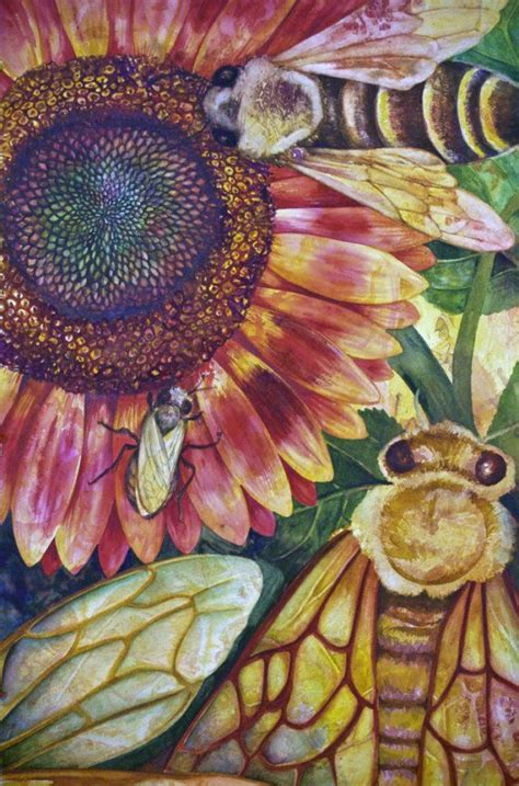 Helen R. Klebesadel | Bee art, Sunflower art, Painting