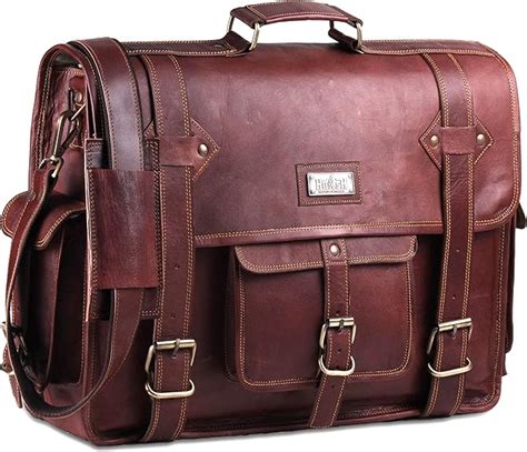 Hulsh Leather messenger bag for men – Vintage Laptop bag Leather satchel for men - 18 inches ...