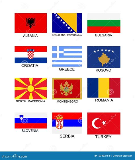 Balkan States Flag Collection Vector Illustration Isolated Stock Vector - Illustration of ...