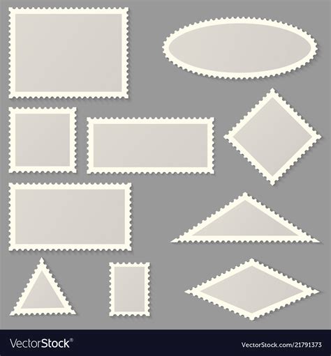 Postage stamps of various shapes and sizes Vector Image