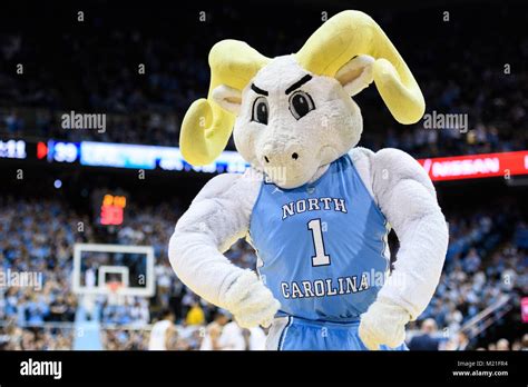 The North Carolina Tarheel mascot during the NCAA College Basketball ...