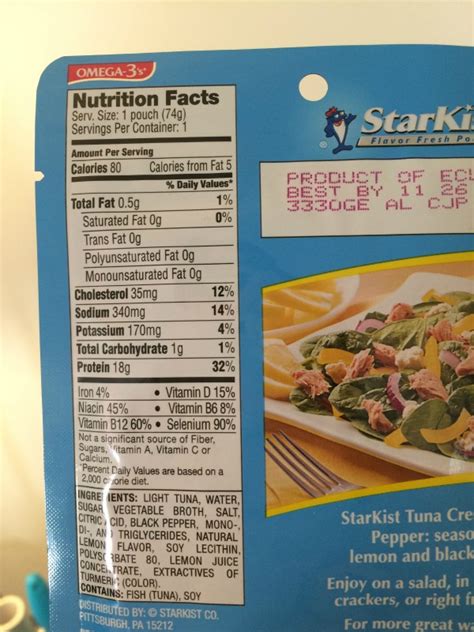 Starkist Tuna Packet Nutrition Facts - Nutrition Ftempo