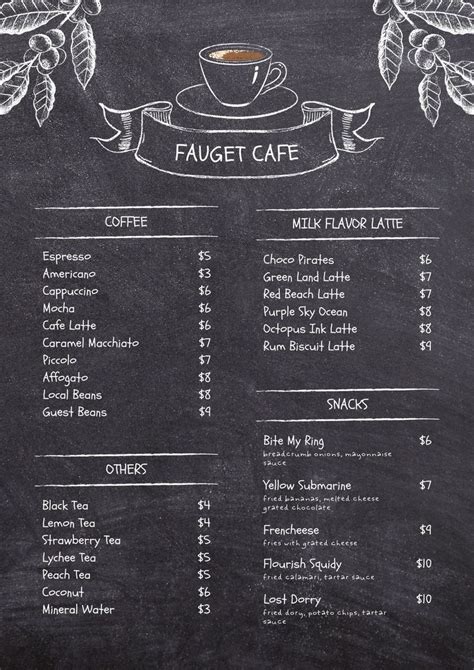 Dark Rustic Chalkboard Texture Cafe Menu - Templates by Canva | Cafe menu design, Cafe menu ...