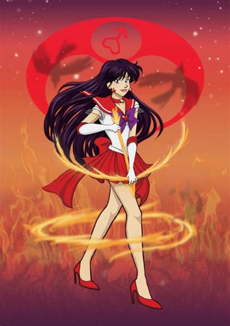 Sailor Mars fan art original illustration print | Etsy