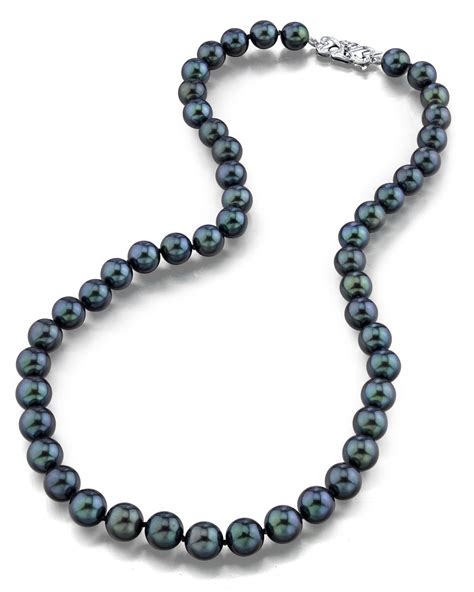 8.5-9.0mm Japanese Akoya Black Pearl Necklace - AA+ Quality