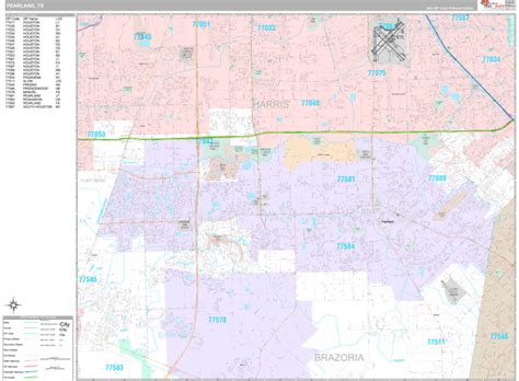 Pearland Texas Wall Map (Premium Style) by MarketMAPS - MapSales