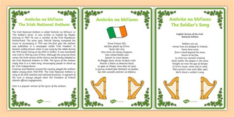 Amhrán na bhFiann lyrics | Gaeilge Resources | Twinkl