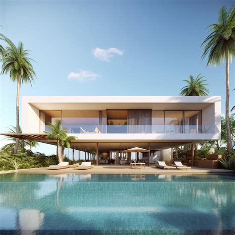 Premium AI Image | 3D Luxury house design with pool