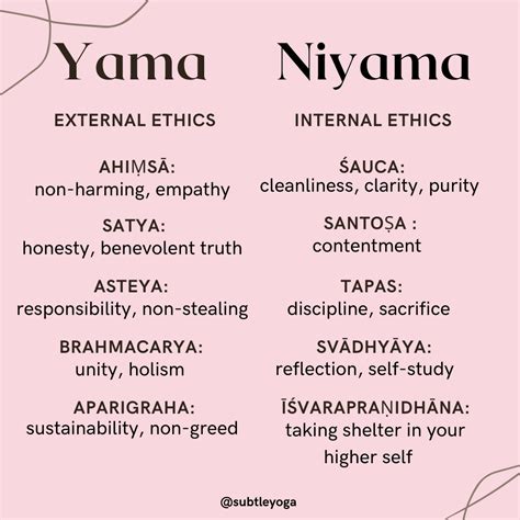 Yamas & Niyamas pink - Subtle Yoga