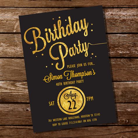 Gold Glitter Birthday Party Invitation – Sunshine Parties