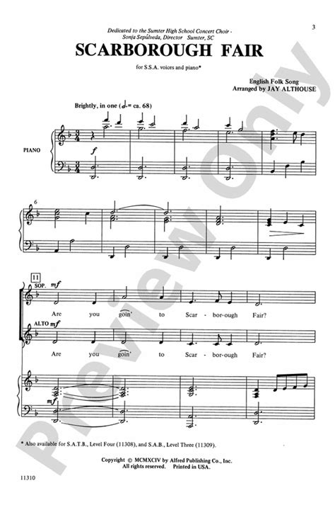 Scarborough Fair: SSA Choral Octavo - Digital Sheet Music Download