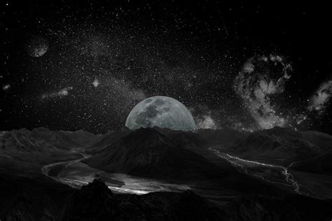 Black and white universe print art, deep space universe artwork ...