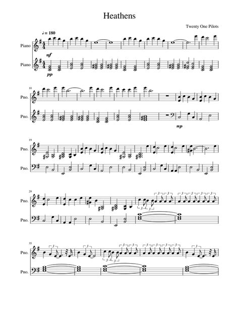 Heathens - Piano - Twenty One Pilots Sheet music for Piano (Piano Duo ...