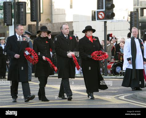 Welsh Assembly Members and Members of Parliament on Remembrance Day in Newport South Wales UK 20 ...