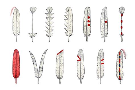 Hand drawn Native American feathers By Mia Akimo | TheHungryJPEG