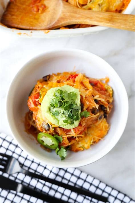 Mexican Spaghetti Squash Casserole With Avocado Salsa - Pickled Plum Food And Drinks