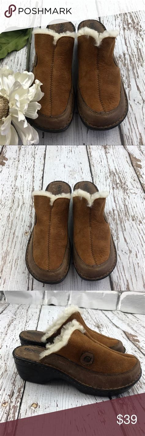 💕SALE💕Born Brown Fur lined Suede Leather Clogs | Leather clogs, Suede leather, Brown fur