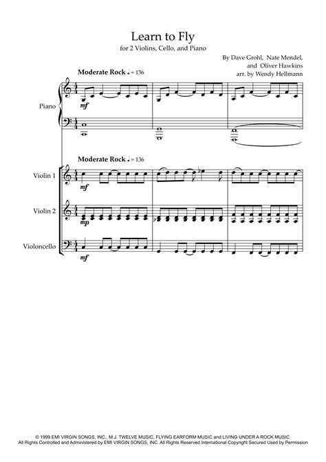 Learn To Fly (arr. Wendy Hellmann) by Foo Fighters Sheet Music for ...