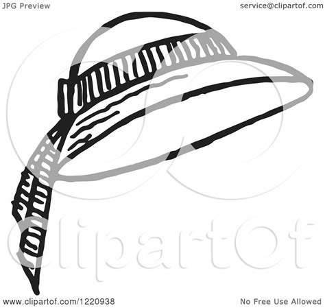 Clipart of a Black and White Ladies Sun Hat - Royalty Free Vector Illustration by Picsburg #1220938