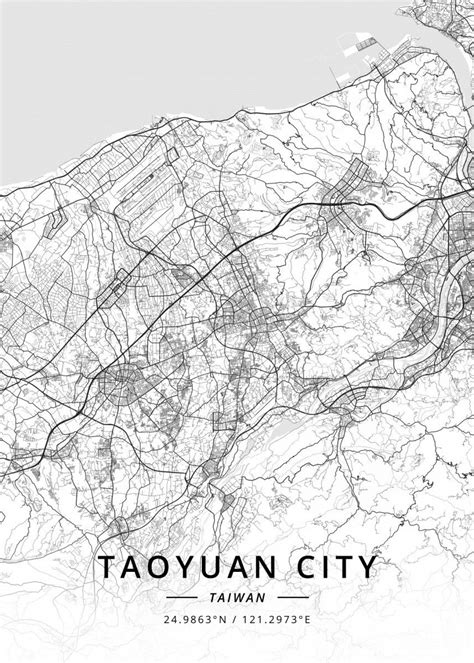 'Taoyuan City Taiwan' Poster by Designer Map Art | Displate | Map art, Taoyuan city, Map art print