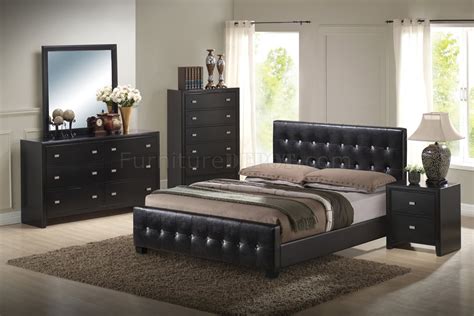 Black Finish Modern Bedroom Set w/Queen Size Bed