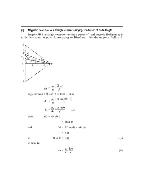 Magnetic field due to a straight current carrying