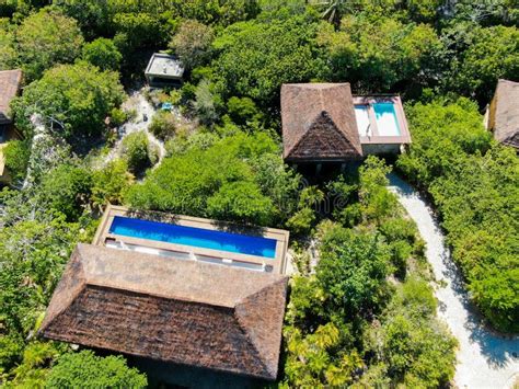 Aerial View of Luxury Villa with Swimming Pool in Tropical Forest. Stock Image - Image of ...