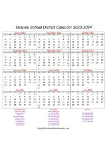 Granite School District Calendar Holidays 2023-2024 School District ...