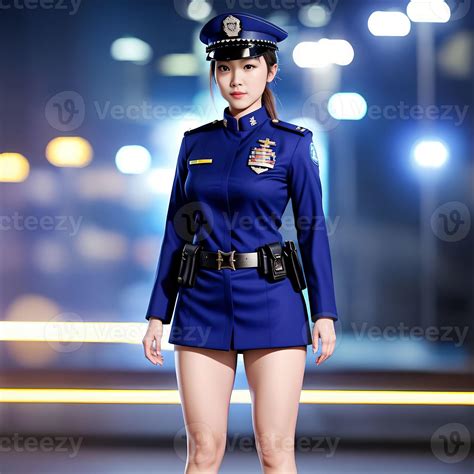 portrait beautiful woman with police uniform, generative art by A.I. 21782085 Stock Photo at ...