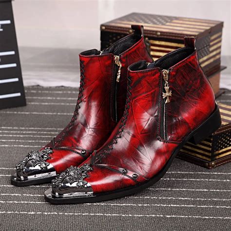 Luxury Fashion Formal Men Dress Boots Genuine Leather Designer Men ...