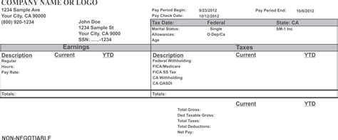 Adp Pay Stub Template Free - Free Printable Blank Check Stubs - Free Printable A To Z