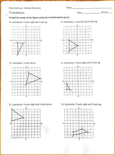 Translations And Reflections Practice Worksheet