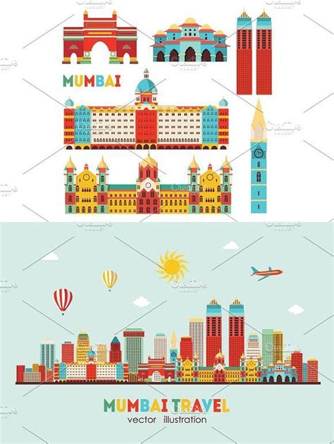 Mumbai skyline | Isometric illustration, Graphic design illustration ...