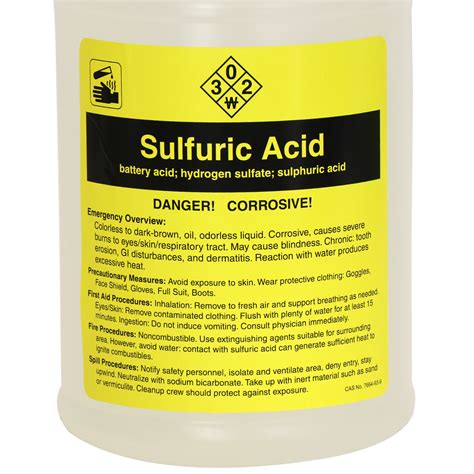 Right-to-Know Chemical Sulfuric Acid Label, SKU: LB-1584-120