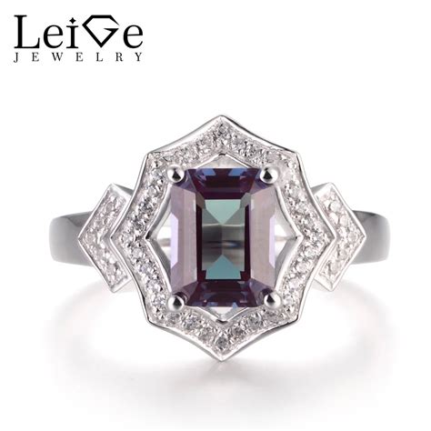 LeiGe Jewelry Unique Anniversary Rings Natural White Topaz Rings November Birthstone Rings ...