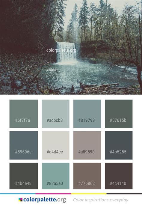 Water Waterfall Nature Color Palette #colors #inspiration #graphics #design #ins… | Nature color ...