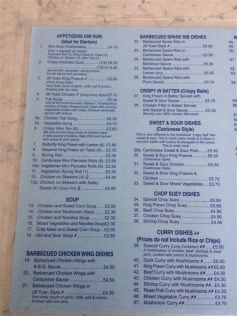 Menu at Chung Ying fast food, Birmingham, 213 Station Rd