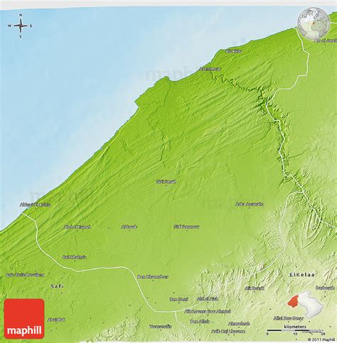 Physical 3D Map of El Jadida