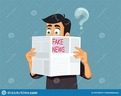 Man Reading Newspaper Having Inquiries Vector Cartoon Illustration ...