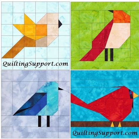 Birds Quilt 10 Inch Bird Set 1 Paper Foundation Piecing Quilting 4 Block Patterns PDF - Etsy