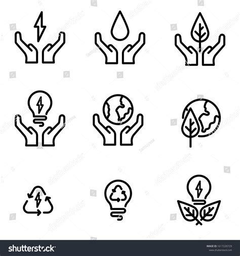 Simple Set Icon Save Energy Save Stock Vector (Royalty Free) 1617220729 ...