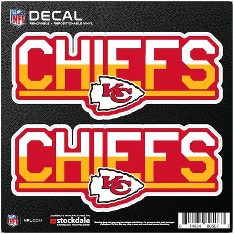 Kansas City Chiefs 6" x 6" Two-Tone Repositionable Decal 2-Pack Set