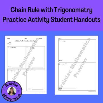 Chain Rule with Trigonometry Practice Activity by Brainiac Mathematics