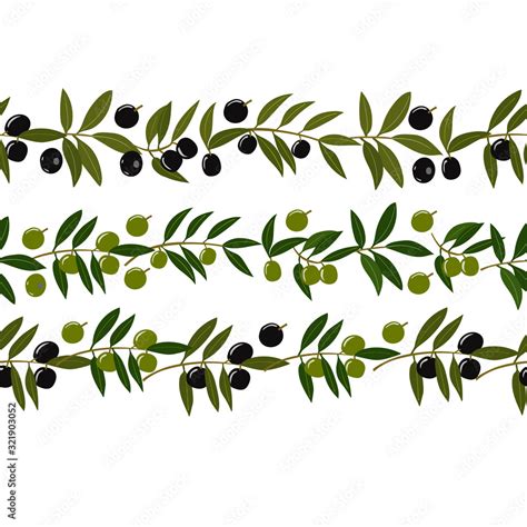 Seamless border from olive branches Stock Vector | Adobe Stock