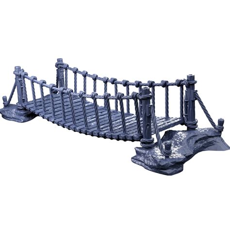 3D file Rope Bridge With Optional Guide Ropes And Rock Base (Wargame ...