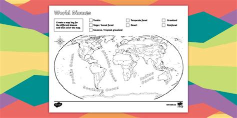 World Biome Map Coloring Worksheet